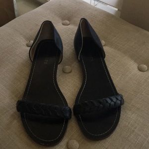 Navy Braided Flat Sandals Talbots 9